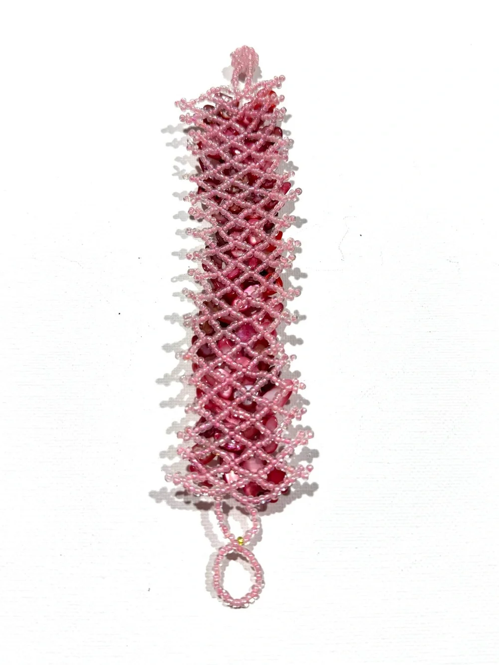 Pink Shell Seed Bead Statement Bracelet Boho Y2K